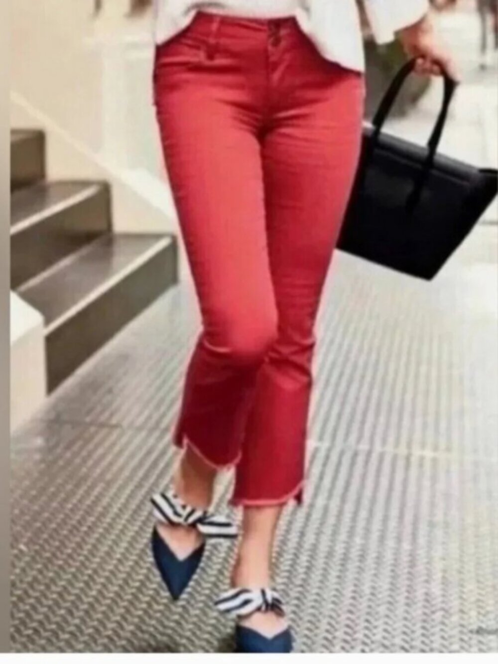 CAbi Hi Low Crop Jeans Size 0 Red #5692